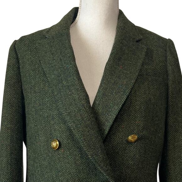 J.Crew Bristol Blazer Jacket Double Breasted Herringbone Wool Green Size 8 - Picture 5 of 10